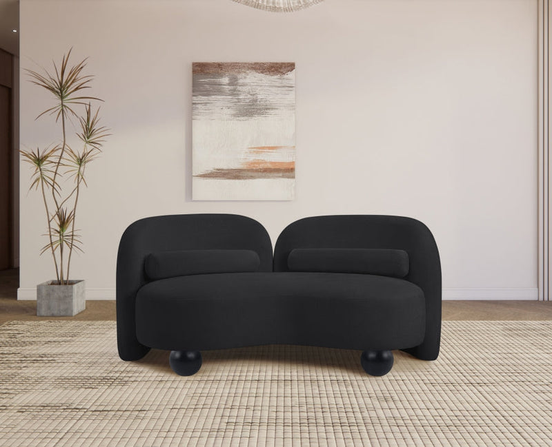 Daphne 64" Chenille Fabric Upholstered Loveseat in Black - 44001Black-L