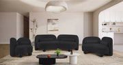 Daphne 64" Chenille Fabric Upholstered Loveseat in Black - 44001Black-L