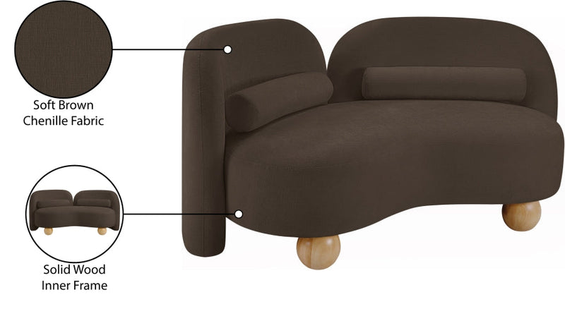 Daphne 64" Chenille Fabric Upholstered Loveseat in Brown - 44001Brown-L