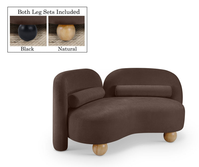 Daphne 64" Chenille Fabric Upholstered Loveseat in Brown - 44001Brown-L
