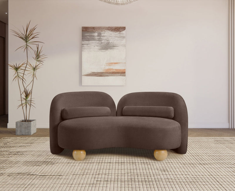 Daphne 64" Chenille Fabric Upholstered Loveseat in Brown - 44001Brown-L