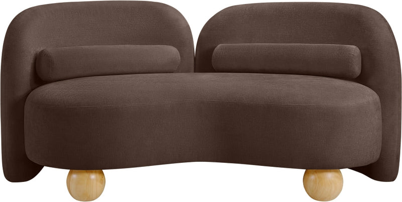Daphne 64" Chenille Fabric Upholstered Loveseat in Brown - 44001Brown-L