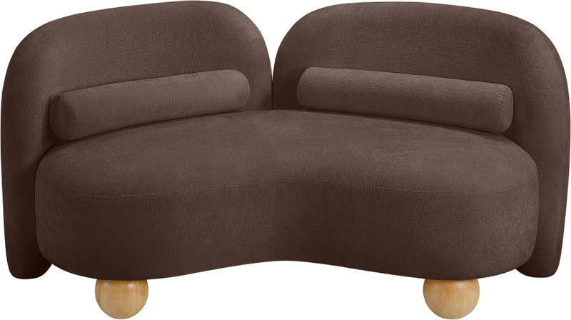 Daphne 64" Chenille Fabric Upholstered Loveseat in Brown - 44001Brown-L