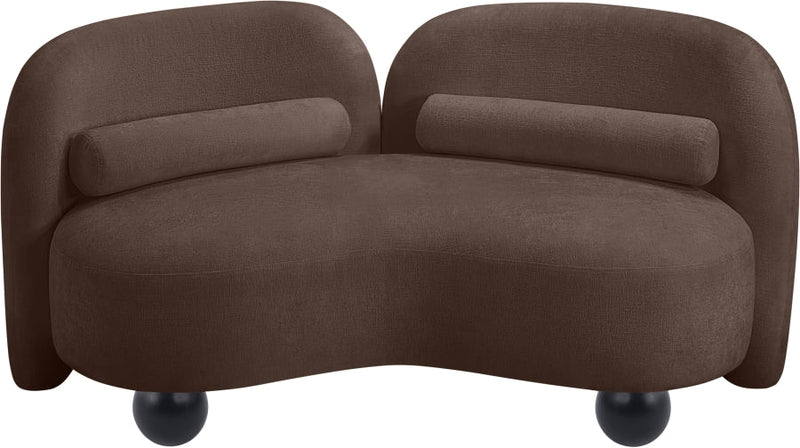 Daphne 64" Chenille Fabric Upholstered Loveseat in Brown - 44001Brown-L
