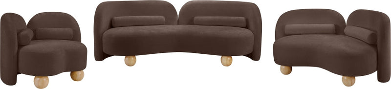 Daphne 64" Chenille Fabric Upholstered Loveseat in Brown - 44001Brown-L