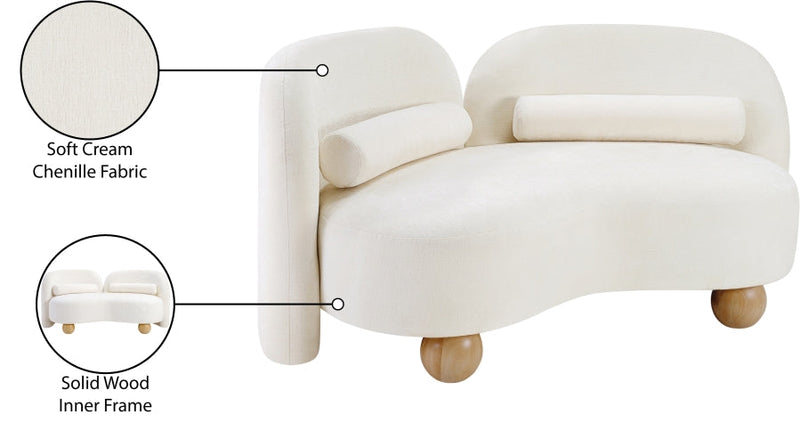 Daphne 64" Chenille Fabric Upholstered Loveseat in Cream - 44001Cream-L