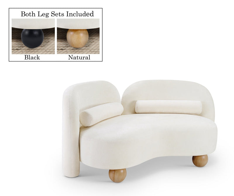 Daphne 64" Chenille Fabric Upholstered Loveseat in Cream - 44001Cream-L