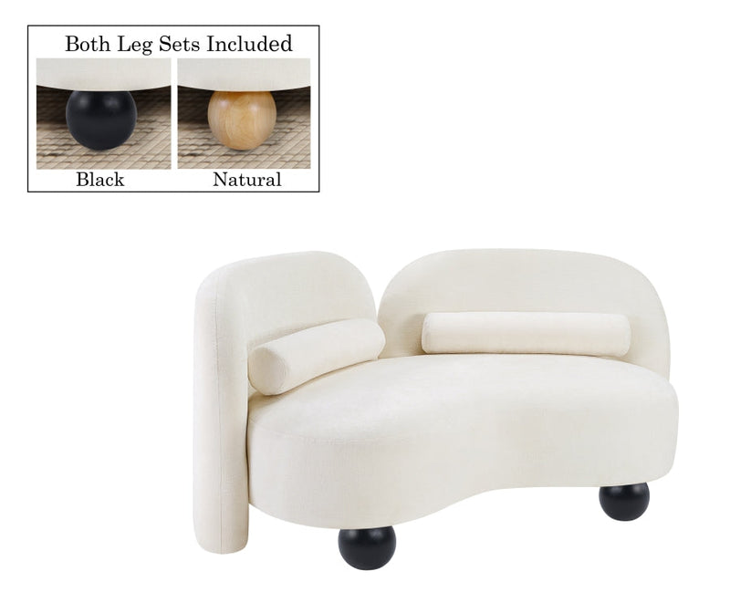 Daphne 64" Chenille Fabric Upholstered Loveseat in Cream - 44001Cream-L