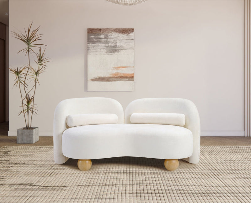 Daphne 64" Chenille Fabric Upholstered Loveseat in Cream - 44001Cream-L