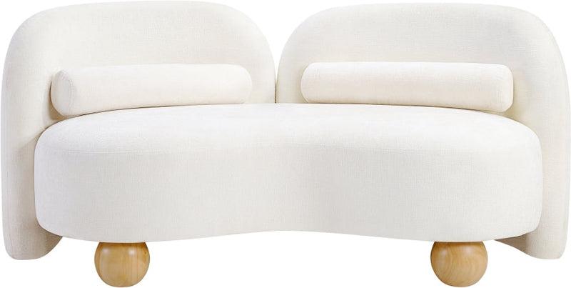 Daphne 64" Chenille Fabric Upholstered Loveseat in Cream - 44001Cream-L