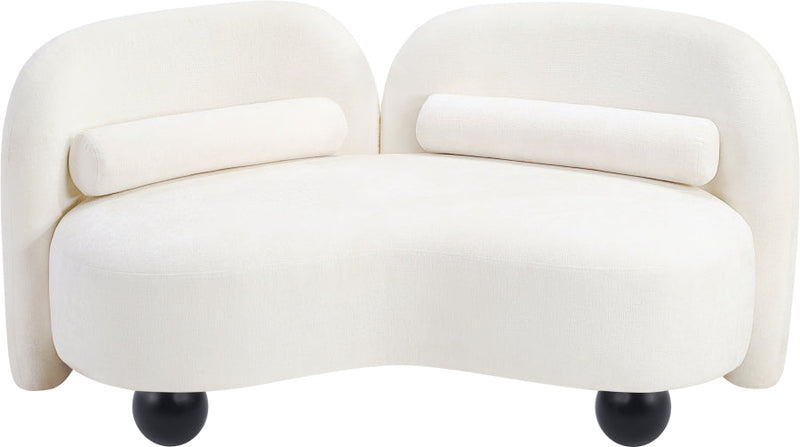 Daphne 64" Chenille Fabric Upholstered Loveseat in Cream - 44001Cream-L