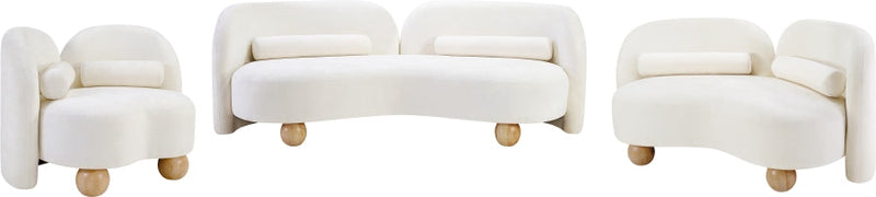 Daphne 64" Chenille Fabric Upholstered Loveseat in Cream - 44001Cream-L