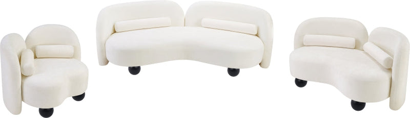 Daphne 64" Chenille Fabric Upholstered Loveseat in Cream - 44001Cream-L