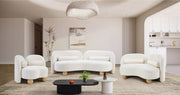 Daphne 64" Chenille Fabric Upholstered Loveseat in Cream - 44001Cream-L