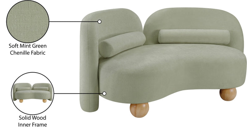 Daphne 64" Chenille Fabric Upholstered Loveseat in Mint - 44001Mint-L