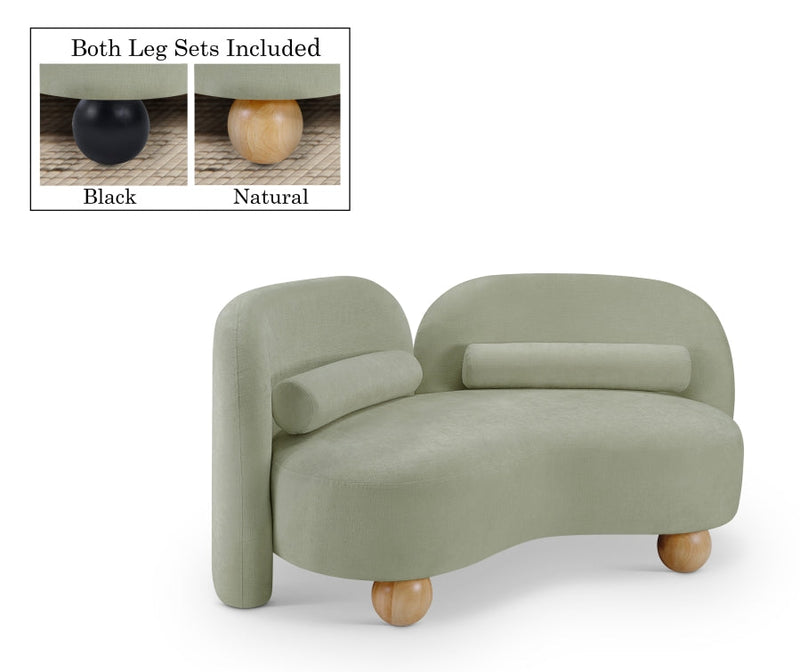 Daphne 64" Chenille Fabric Upholstered Loveseat in Mint - 44001Mint-L