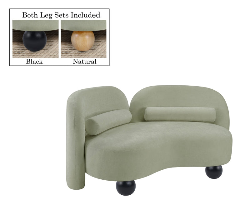 Daphne 64" Chenille Fabric Upholstered Loveseat in Mint - 44001Mint-L