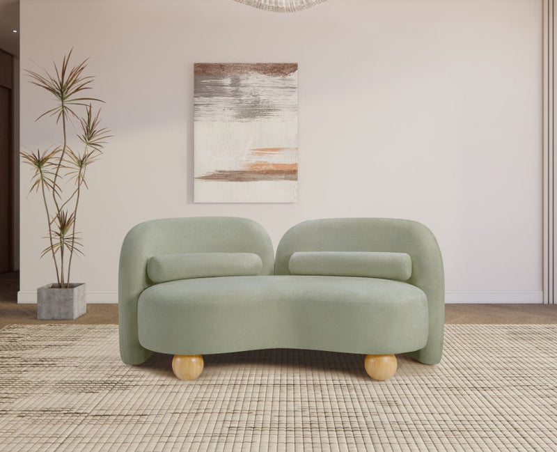 Daphne 64" Chenille Fabric Upholstered Loveseat in Mint - 44001Mint-L