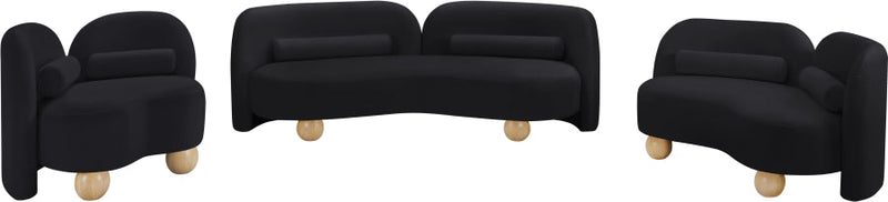 Daphne 64" Velvet Upholstered Loveseat in Black - 44002Black-L