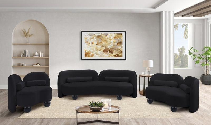 Daphne 64" Velvet Upholstered Loveseat in Black - 44002Black-L