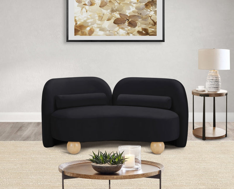 Daphne 64" Velvet Upholstered Loveseat in Black - 44002Black-L