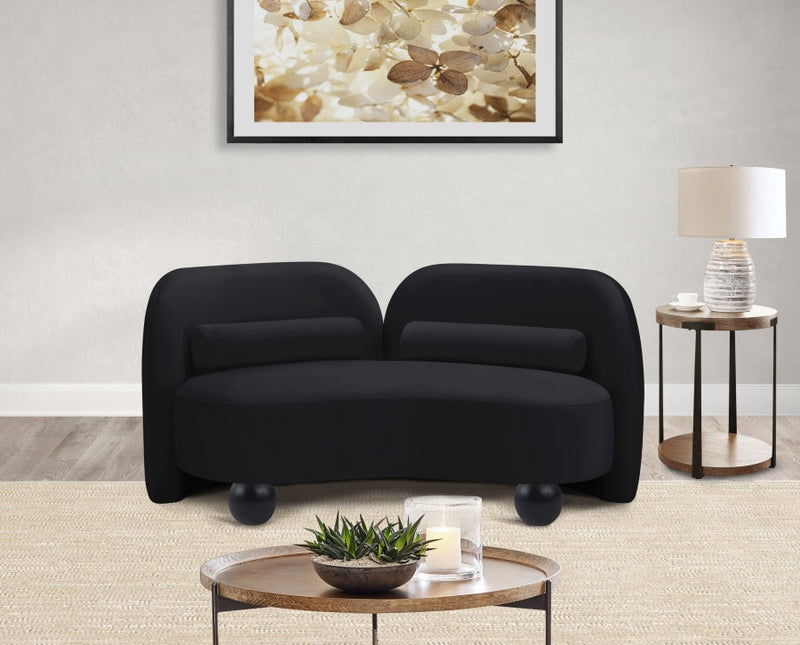 Daphne 64" Velvet Upholstered Loveseat in Black - 44002Black-L