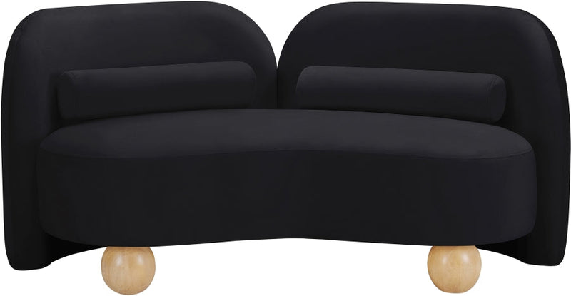 Daphne 64" Velvet Upholstered Loveseat in Black - 44002Black-L