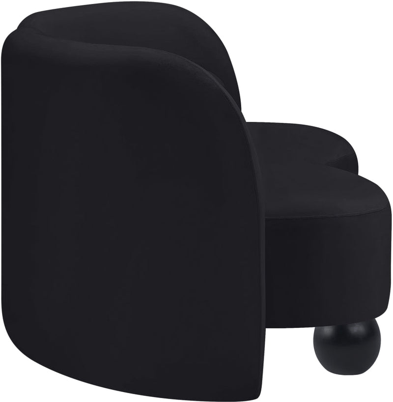 Daphne 64" Velvet Upholstered Loveseat in Black - 44002Black-L