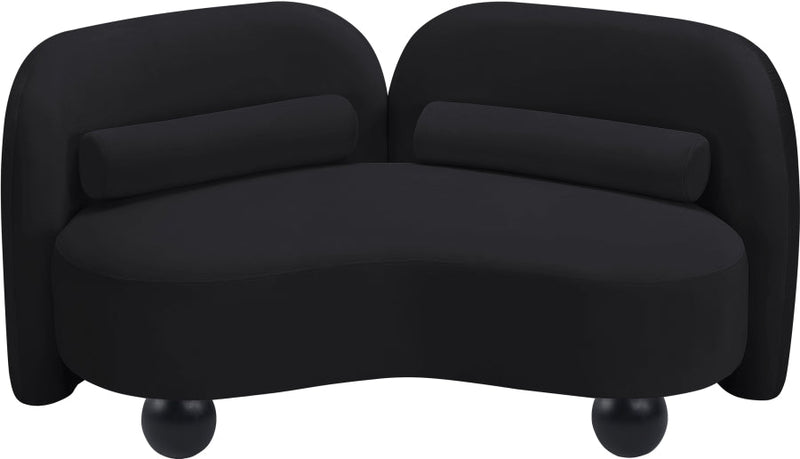Daphne 64" Velvet Upholstered Loveseat in Black - 44002Black-L