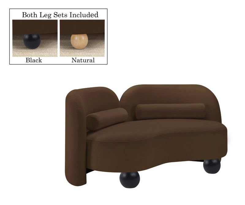 Daphne 64" Velvet Upholstered Loveseat in Brown - 44002Brown-L