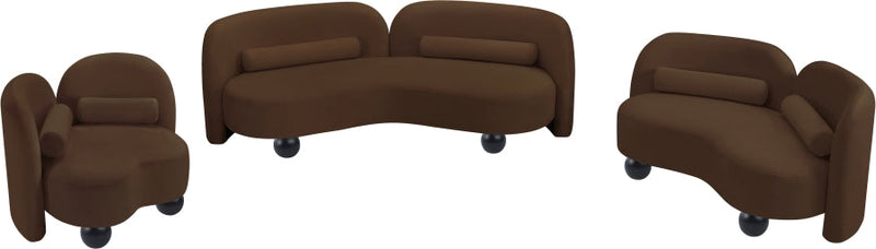Daphne 64" Velvet Upholstered Loveseat in Brown - 44002Brown-L