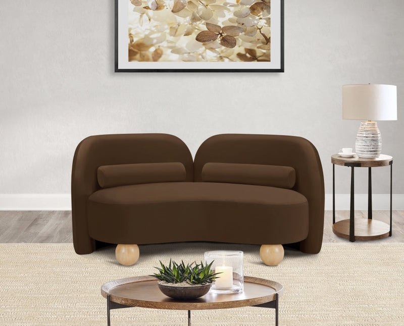 Daphne 64" Velvet Upholstered Loveseat in Brown - 44002Brown-L