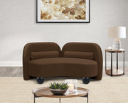 Daphne 64" Velvet Upholstered Loveseat in Brown - 44002Brown-L