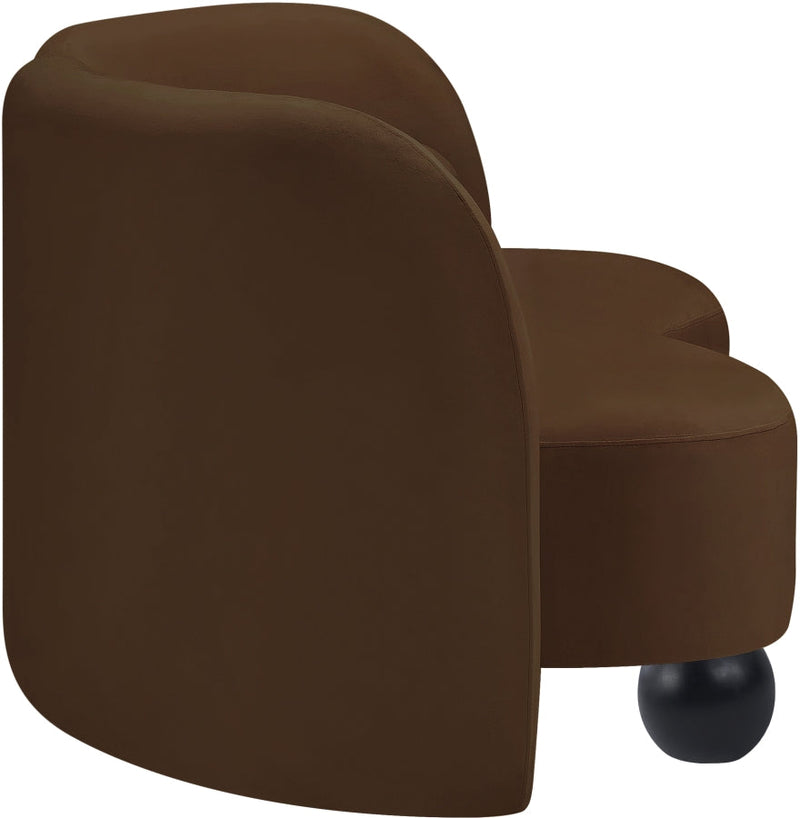 Daphne 64" Velvet Upholstered Loveseat in Brown - 44002Brown-L