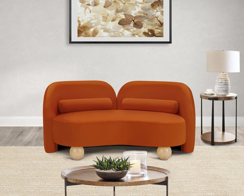 Daphne 64" Velvet Upholstered Loveseat in Cognac - 44002Cognac-L