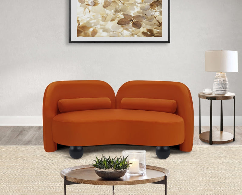 Daphne 64" Velvet Upholstered Loveseat in Cognac - 44002Cognac-L