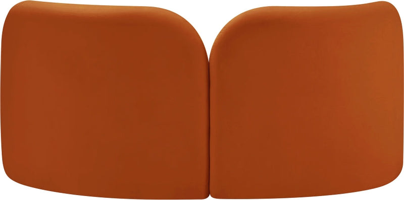 Daphne 64" Velvet Upholstered Loveseat in Cognac - 44002Cognac-L