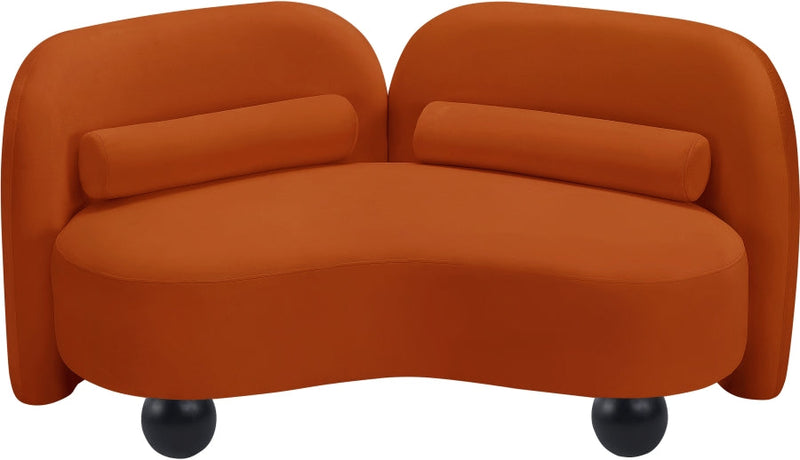 Daphne 64" Velvet Upholstered Loveseat in Cognac - 44002Cognac-L