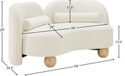 Daphne 64" Velvet Upholstered Loveseat in Cream - 44002Cream-L