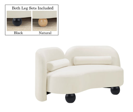 Daphne 64" Velvet Upholstered Loveseat in Cream - 44002Cream-L