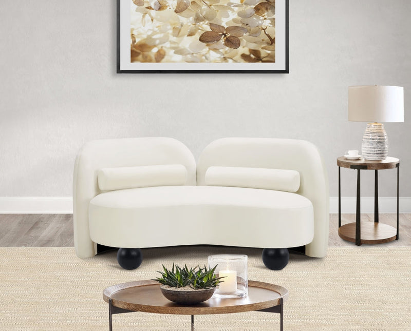 Daphne 64" Velvet Upholstered Loveseat in Cream - 44002Cream-L