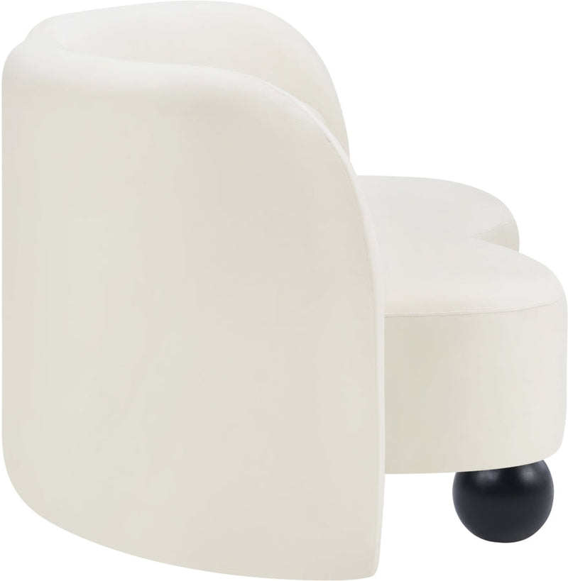 Daphne 64" Velvet Upholstered Loveseat in Cream - 44002Cream-L