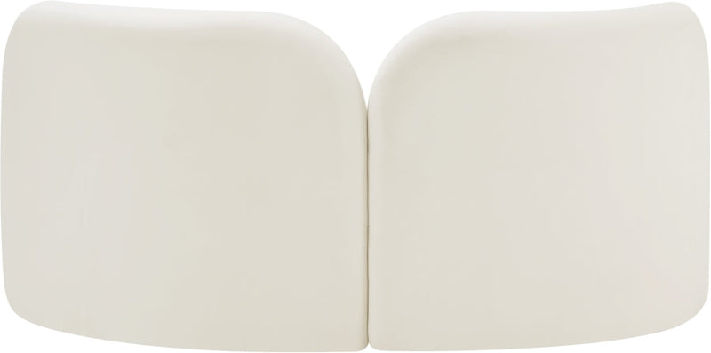 Daphne 64" Velvet Upholstered Loveseat in Cream - 44002Cream-L