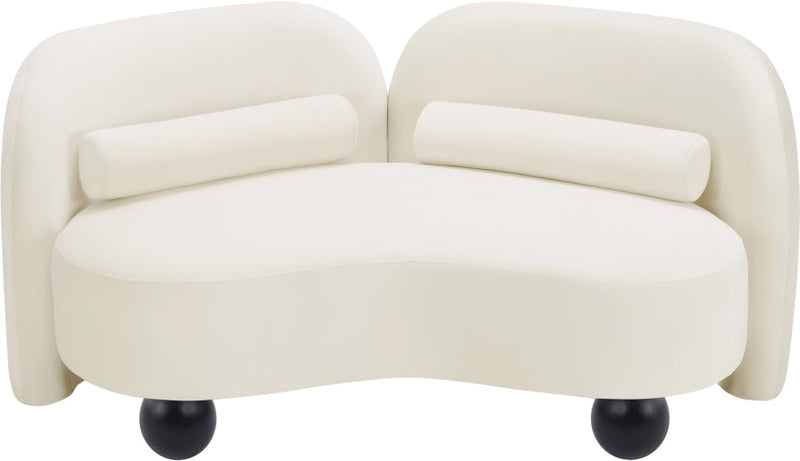 Daphne 64" Velvet Upholstered Loveseat in Cream - 44002Cream-L