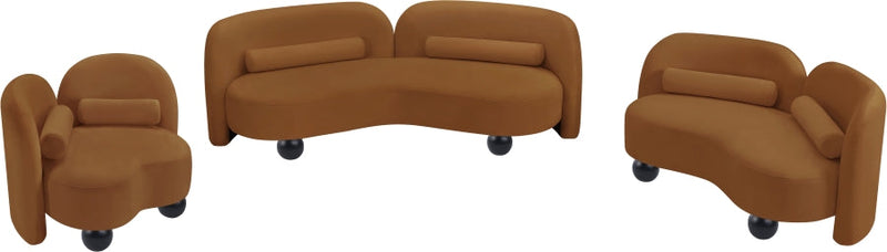Daphne 64" Velvet Upholstered Loveseat in Saddle - 44002Saddle-L