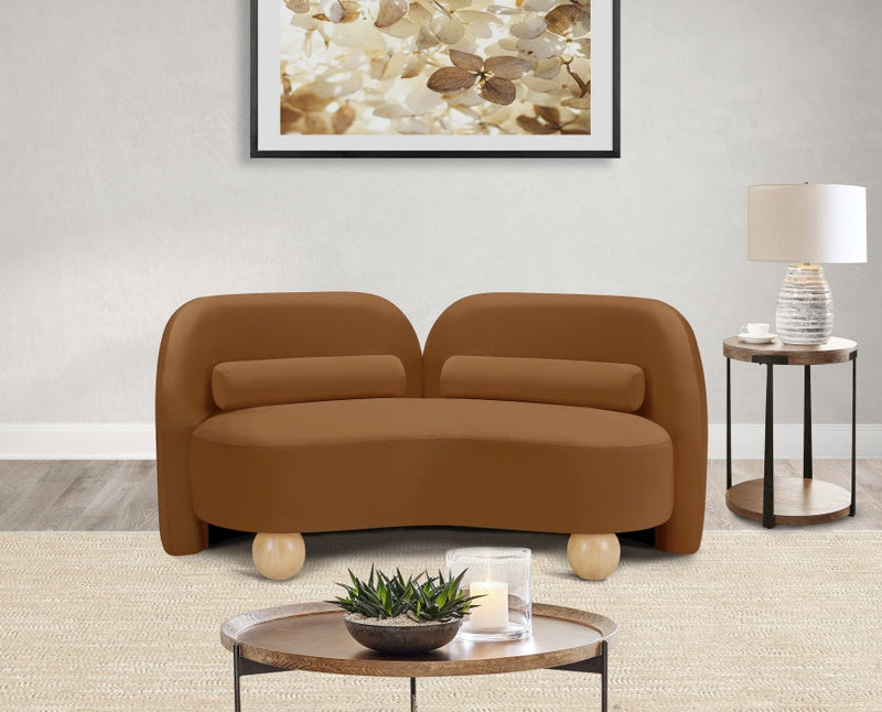 Daphne 64" Velvet Upholstered Loveseat in Saddle - 44002Saddle-L