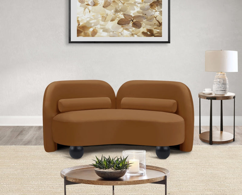 Daphne 64" Velvet Upholstered Loveseat in Saddle - 44002Saddle-L