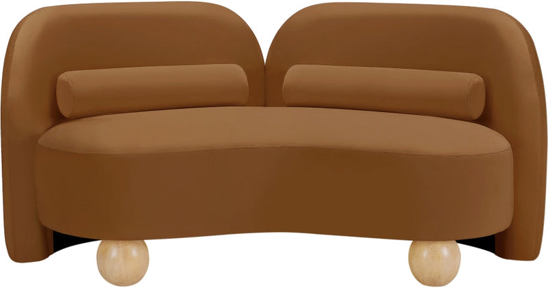 Daphne 64" Velvet Upholstered Loveseat in Saddle - 44002Saddle-L