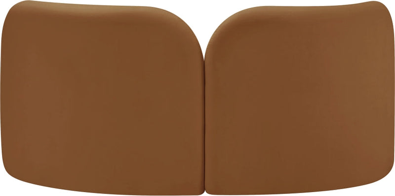 Daphne 64" Velvet Upholstered Loveseat in Saddle - 44002Saddle-L