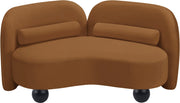 Daphne 64" Velvet Upholstered Loveseat in Saddle - 44002Saddle-L